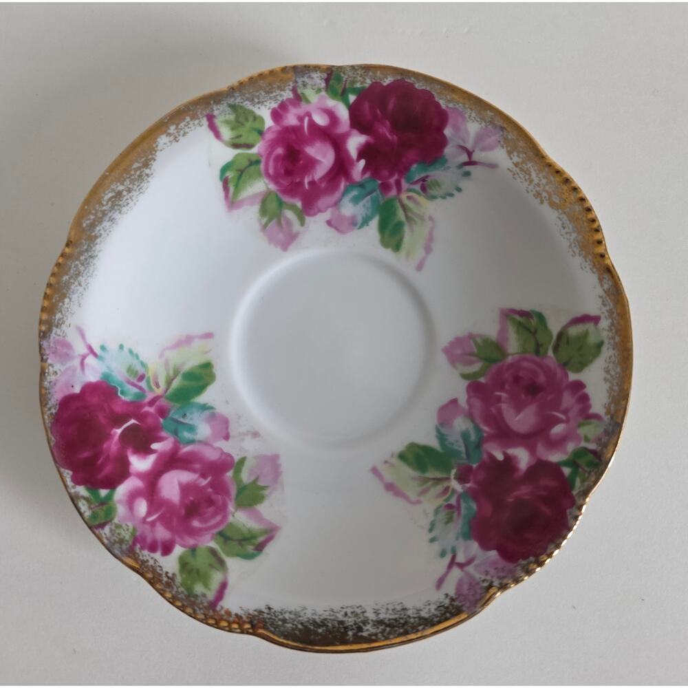 Royal Halsey Very Fine Saucer Pink Roses Gold Trim Japan 5.75"